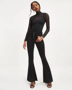 ACOA-001 Annabella Crochet Lace Mock Neck Bodysuit - Black - FINAL SALE -clothes Sales 01 Annabella Crochet Lace Mock Neck Bodysuit Black 0644