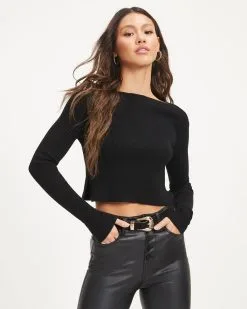 Robynn Ribbed Knit Crop Top - Black - FINAL SALE