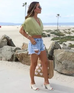 FORE-001 Tyler Plisse Crop Top - Olive -clothes Sales 02 05 2023 20 08 05