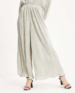 DRES-001 Kiyara Pocketed High Rise Shimmer Plisse Pants - Silver - FINAL SALE -clothes Sales 02 KiyaraPocketedHighRiseShimmerPlissePants Silver 3773 11b63013 ec4c 4b99 9a8b 48a98588f60a