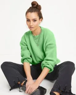 Taytum Knit Pullover Sweater - Lime - FINAL SALE