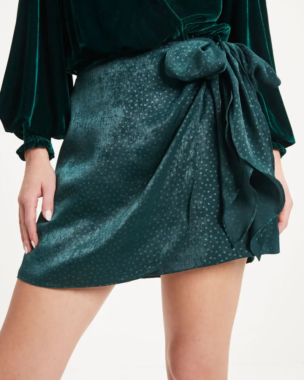 SUGA-001 All About Fun Embossed Side Tie Skort - Hunter Green - FINAL SALE 1 SUGA-001 All About Fun Embossed Side Tie Skort - Hunter Green - FINAL SALE