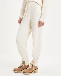 FLAT-001 Rainy Day Glam Chenille Jogger Pants - Cream - FINAL SALE