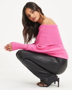 Laurel Knit Turtleneck Sweater - Hot Pink - FINAL SALE -clothes Sales 07 LaurelKnitTurtleneckSweater HotPink 0755