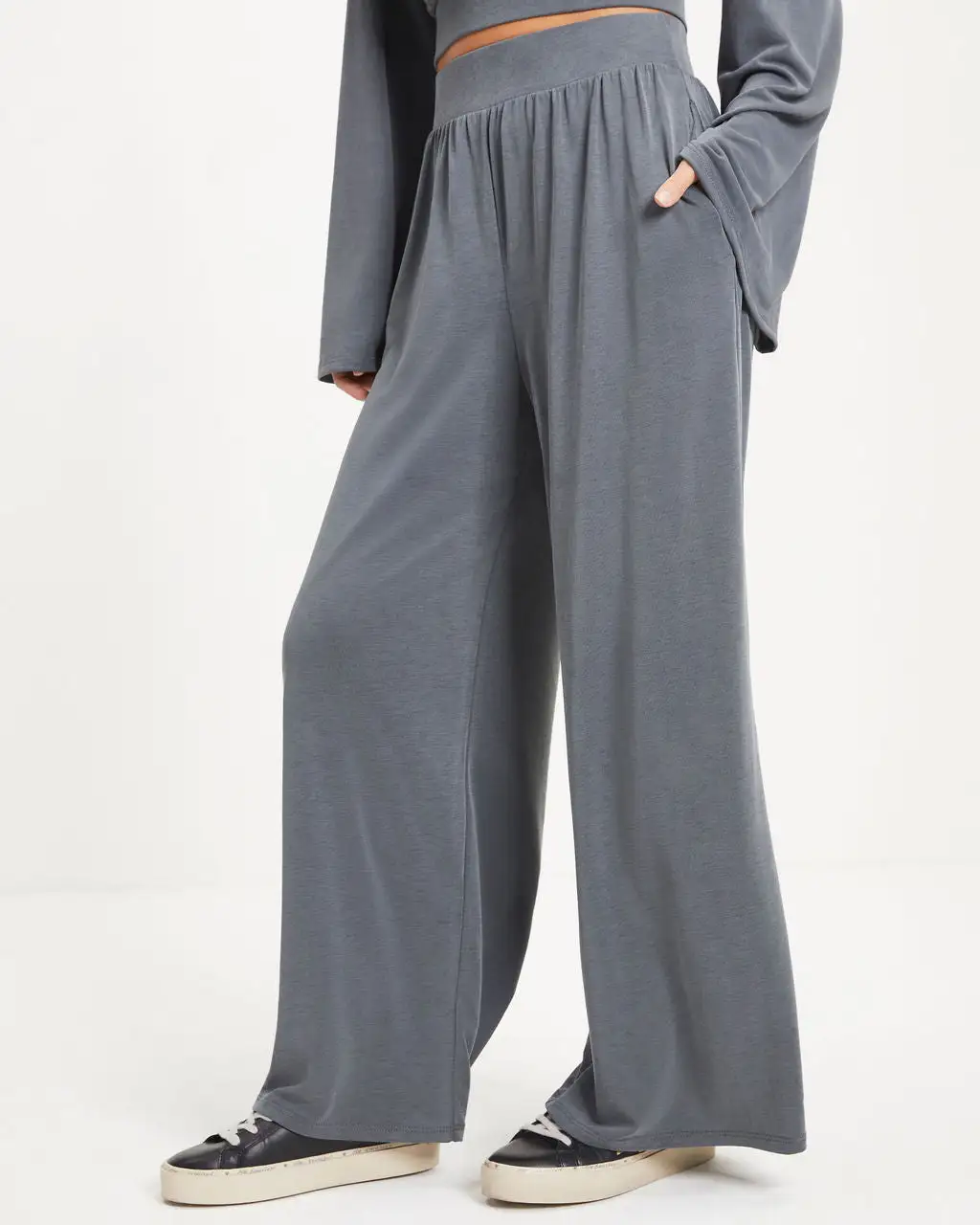 Molly Pocketed Wide Leg Pants - Charcoal - FINAL SALE 1 Molly Pocketed Wide Leg Pants - Charcoal - FINAL SALE