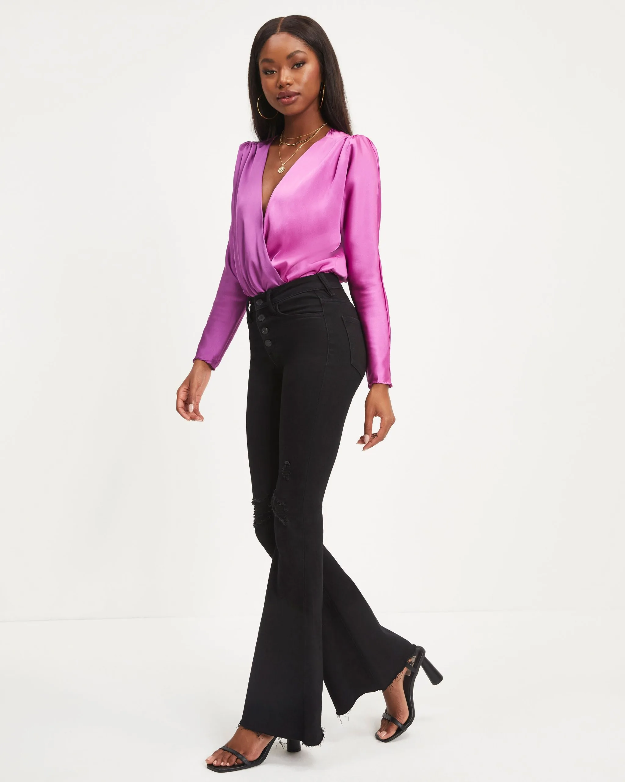 STRU-001 Two Sides Satin Drape Bodysuit - Purple/Magenta 5 STRU-001 Two Sides Satin Drape Bodysuit - Purple/Magenta - Image 5
