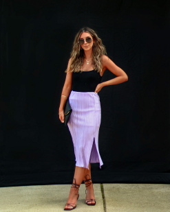 DEE-001 Mckinley Plisse Midi Skirt - Lavender
