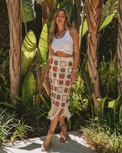 POL-001 Kimball Crochet Fringe Midi Skirt - LAST CHANCE
