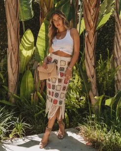 POL-001 Kimball Crochet Fringe Midi Skirt - LAST CHANCE -clothes Sales 0L4A0575