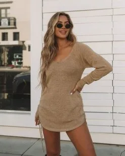 Madelyn Ruched Knit Sweater Dress - Mocha - FINAL SALE -clothes Sales 0L4A1519