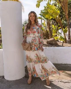 SALT-001 Joliet Floral Tiered Maxi Dress - Ivory - FINAL SALE -clothes Sales 0L4A1806