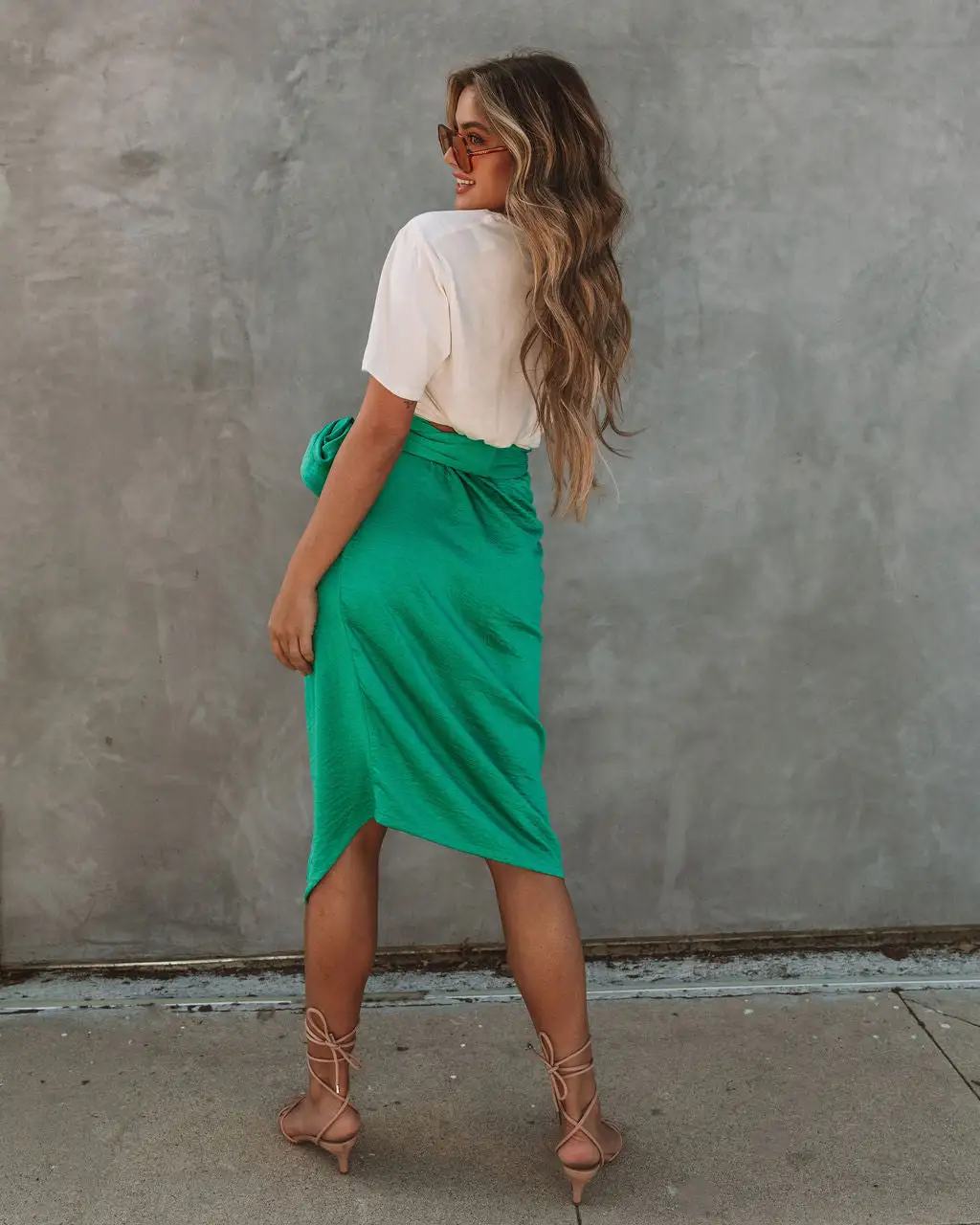 TYCH-001 Devotion Wrap Midi Skirt - Green - FINAL SALE 2 TYCH-001 Devotion Wrap Midi Skirt - Green - FINAL SALE - Image 2