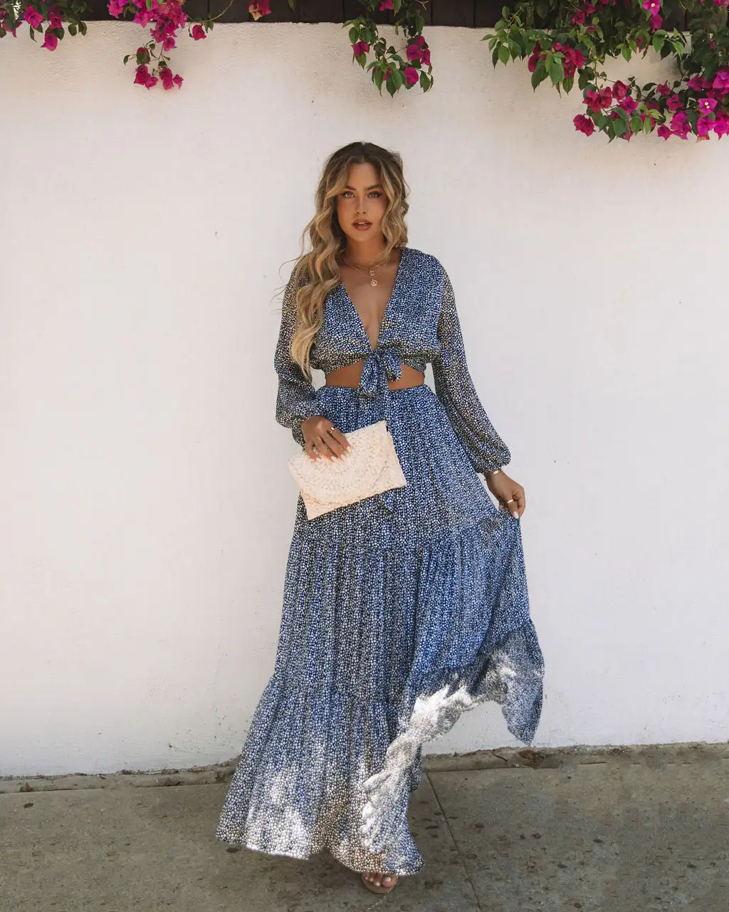 TYCH-001 Scenery Printed Tiered Maxi Skirt - Navy - FINAL SALE 3 TYCH-001 Scenery Printed Tiered Maxi Skirt - Navy - FINAL SALE - Image 3