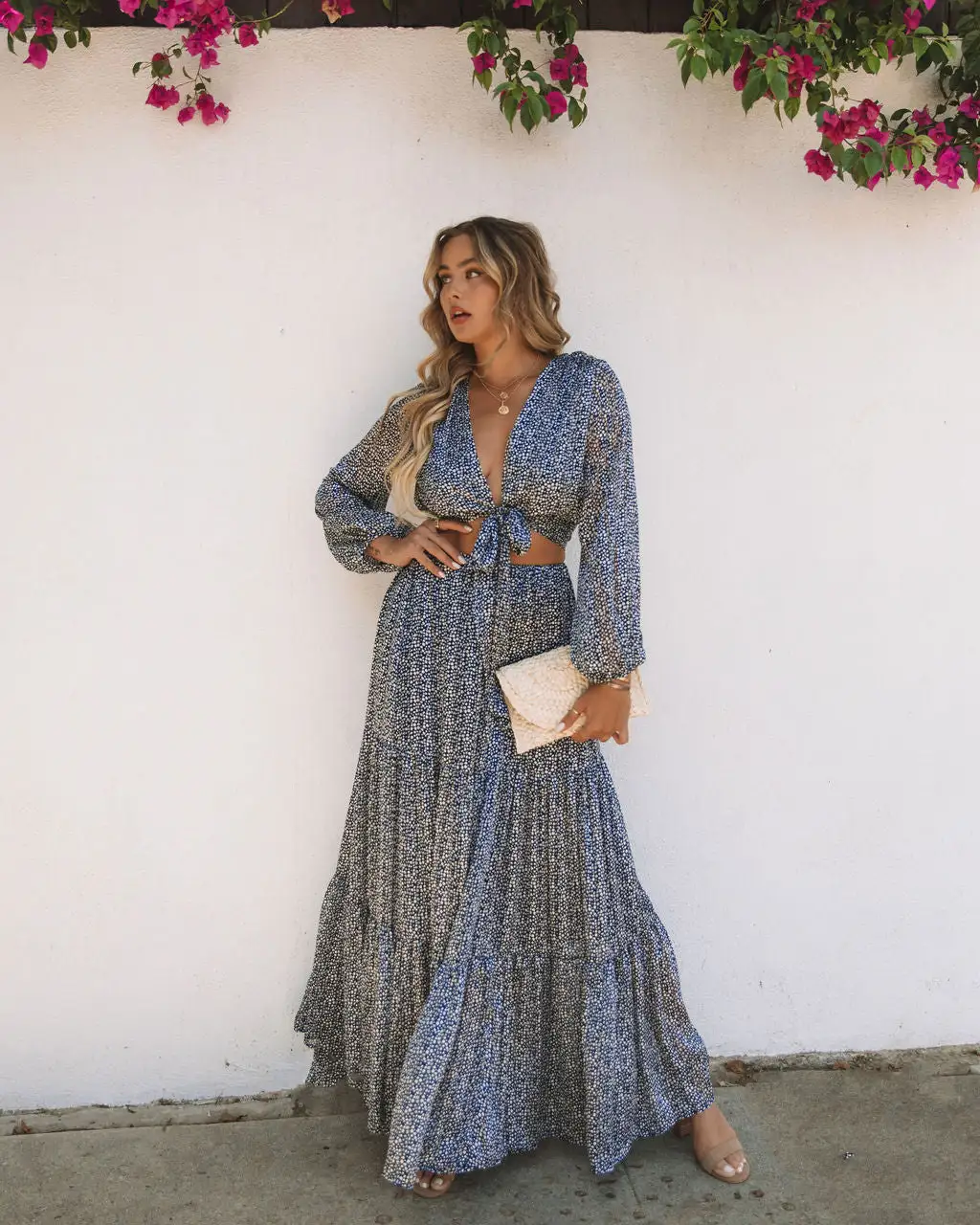 TYCH-001 Scenery Printed Tiered Maxi Skirt - Navy - FINAL SALE 6 TYCH-001 Scenery Printed Tiered Maxi Skirt - Navy - FINAL SALE - Image 6