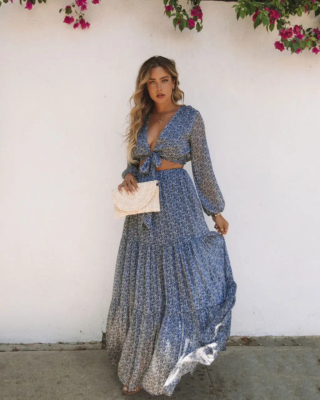 TYCH-001 Scenery Printed Tiered Maxi Skirt - Navy - FINAL SALE 7 TYCH-001 Scenery Printed Tiered Maxi Skirt - Navy - FINAL SALE - Image 7