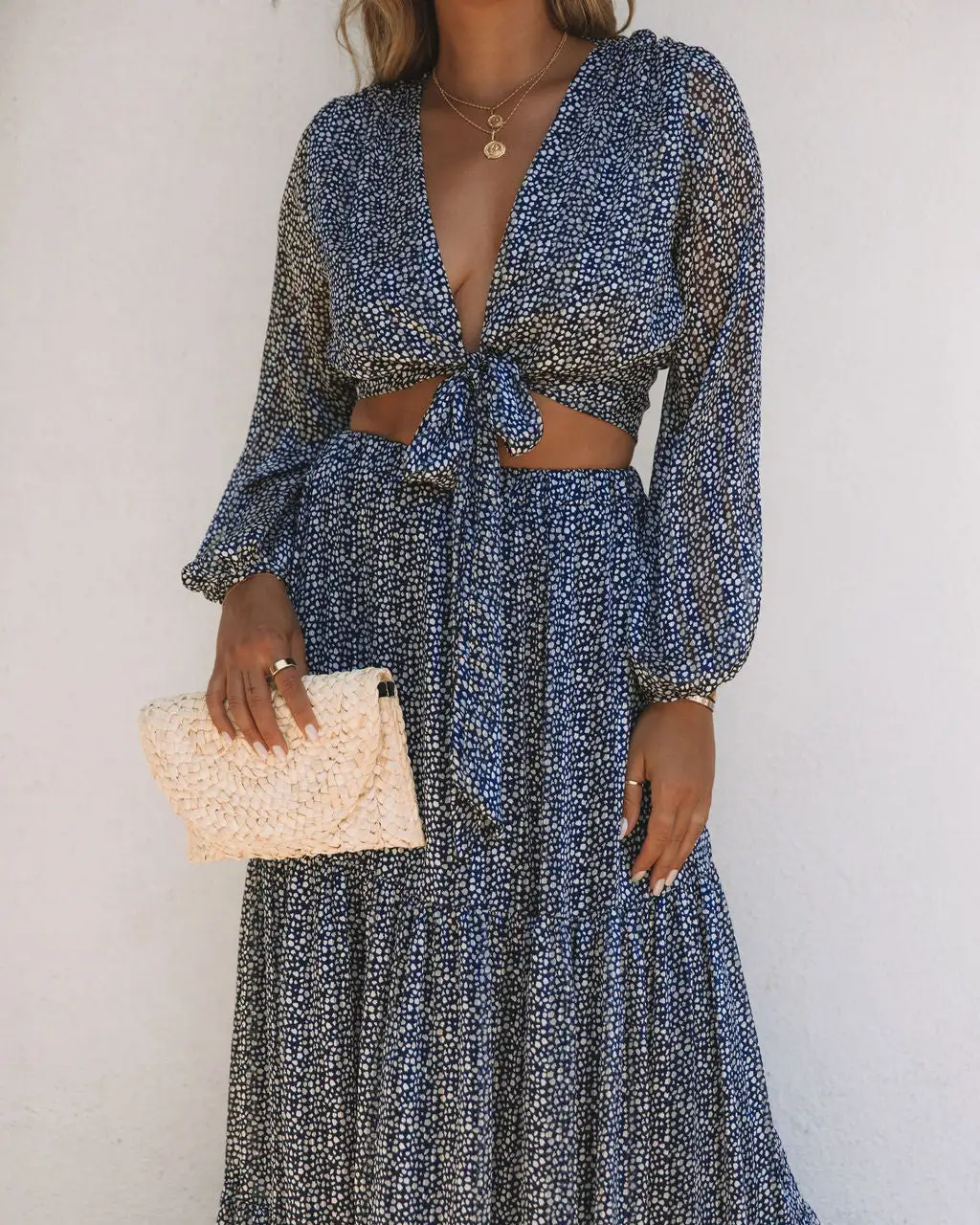 TYCH-001 Scenery Printed Tiered Maxi Skirt - Navy - FINAL SALE 4 TYCH-001 Scenery Printed Tiered Maxi Skirt - Navy - FINAL SALE - Image 4