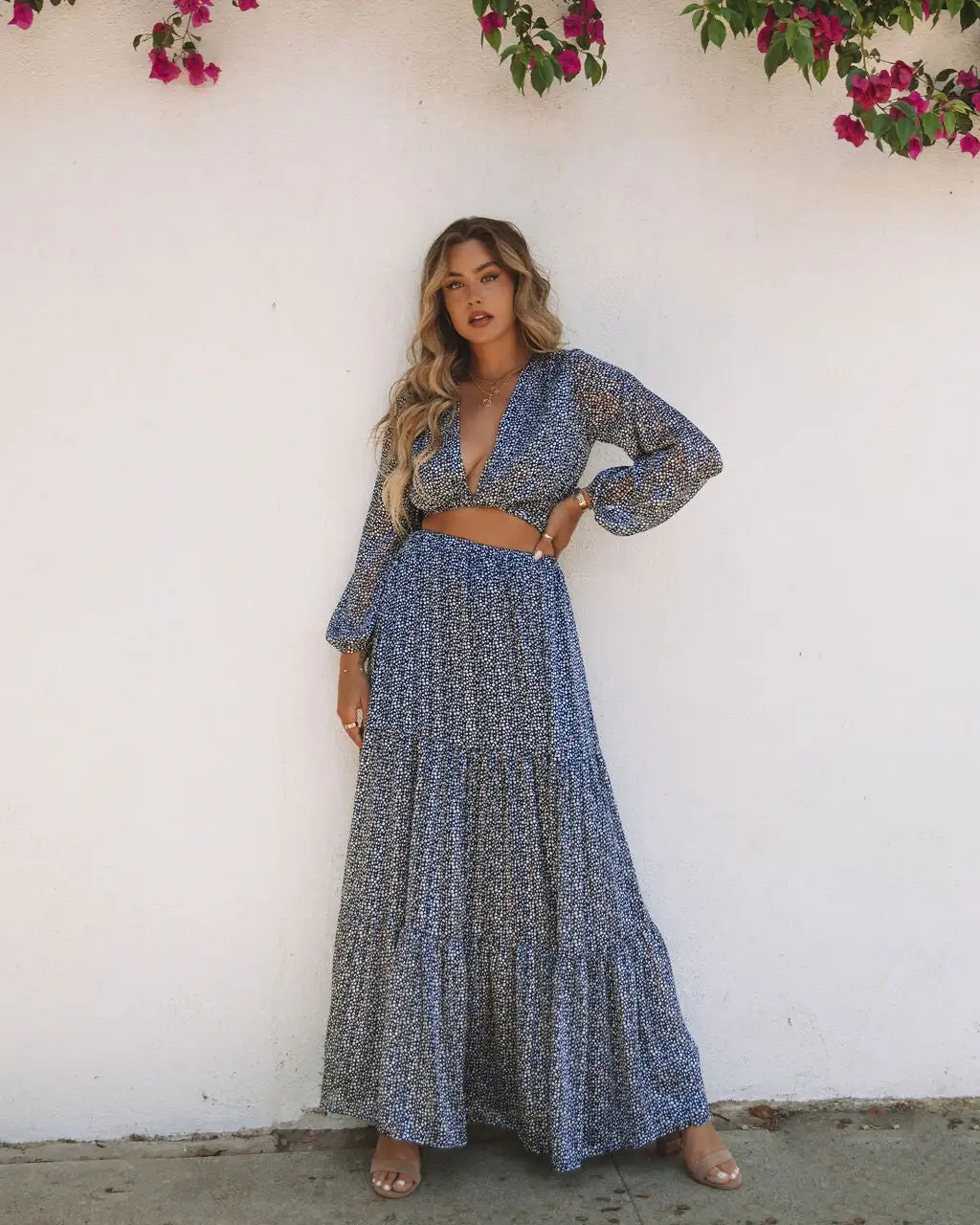 TYCH-001 Scenery Printed Tiered Maxi Skirt - Navy - FINAL SALE 8 TYCH-001 Scenery Printed Tiered Maxi Skirt - Navy - FINAL SALE - Image 8