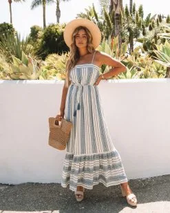Toula In Santorini Tassel Tie Maxi Dress - FINAL SALE
