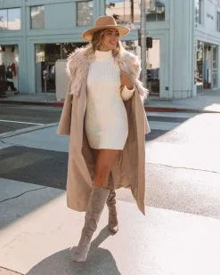 Hollyn Turtleneck Knit Sweater Dress - Cream - FINAL SALE