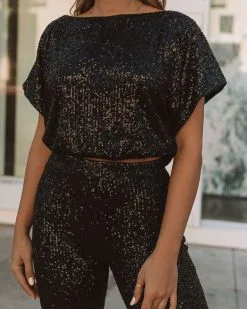 AAKA-001 Wintour High Rise Sequin Pants - Black - FINAL SALE -clothes Sales 0L4A6441