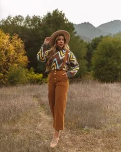 PAPE-001 Jenelle Cotton Pocketed Suspender Pants - Camel - FINAL SALE -clothes Sales 0L4A7257