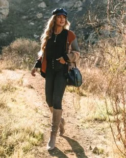 Glee Button Front Colorblock Cardigan - Black Multi - FINAL SALE -clothes Sales 0L4A7771