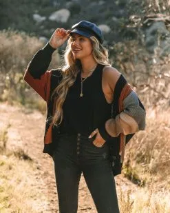 Glee Button Front Colorblock Cardigan - Black Multi - FINAL SALE -clothes Sales 0L4A7779