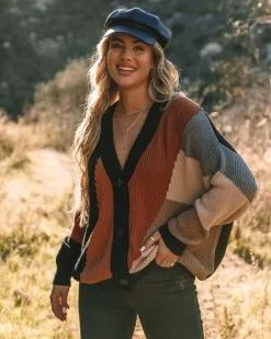 Glee Button Front Colorblock Cardigan - Black Multi - FINAL SALE