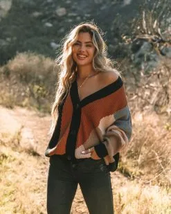 Glee Button Front Colorblock Cardigan - Black Multi - FINAL SALE -clothes Sales 0L4A7795