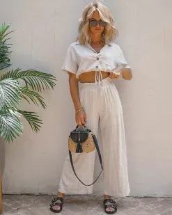 AAA-001 Sandbar Strolls Pocketed Pants - Natural