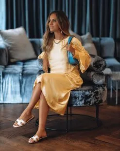 ENDL-001 Naya Satin Midi Skirt - Yellow - FINAL SALE -clothes Sales 11865DA0 680C 4CF1 9458 C516EB6A207F