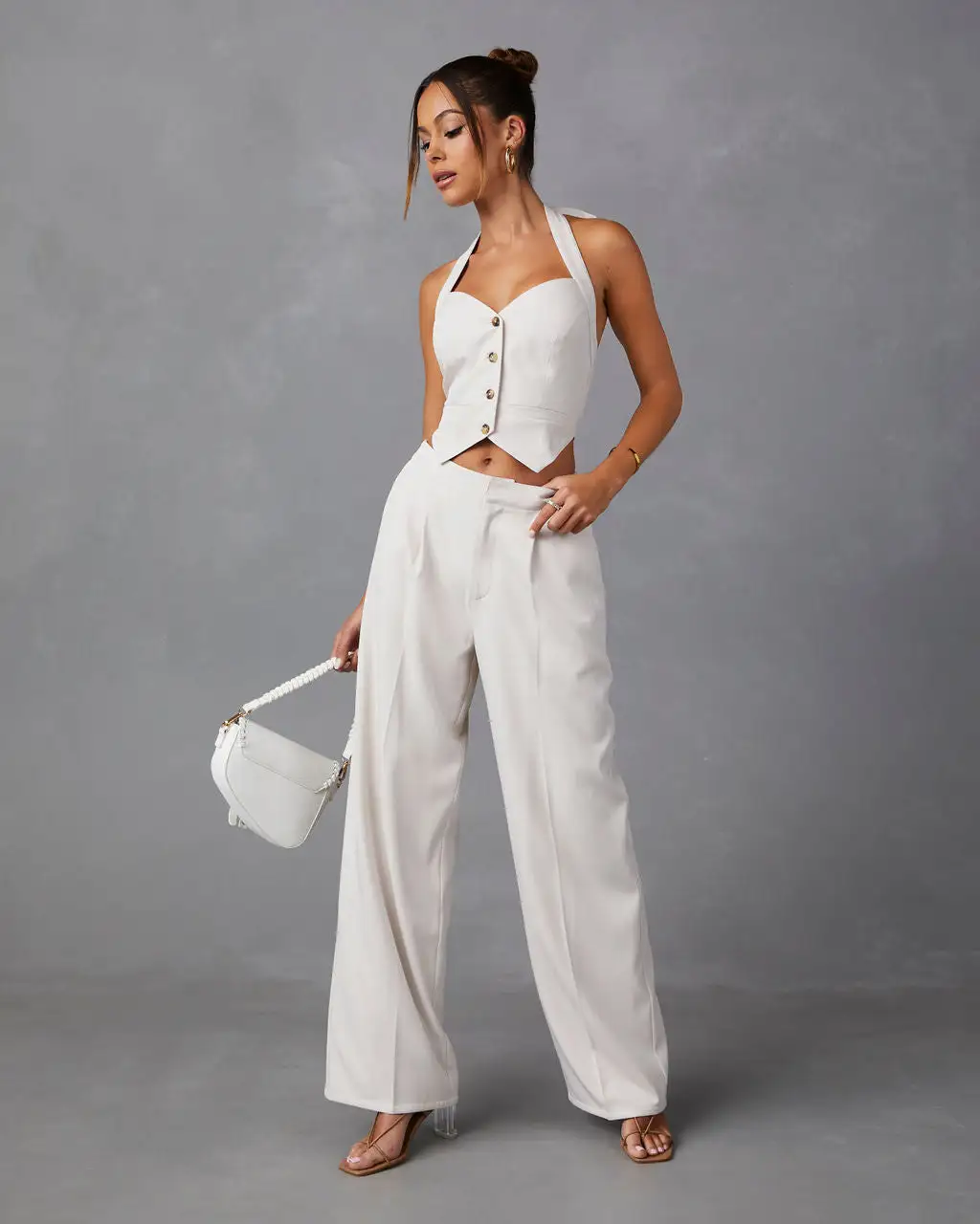 SKYL-002 Xanthe Pocketed Wide Leg Pant – Cream 5 SKYL-002 Xanthe Pocketed Wide Leg Pant – Cream - Image 5