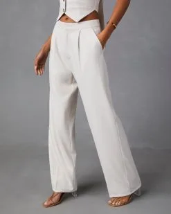 SKYL-002 Xanthe Pocketed Wide Leg Pant – Cream 