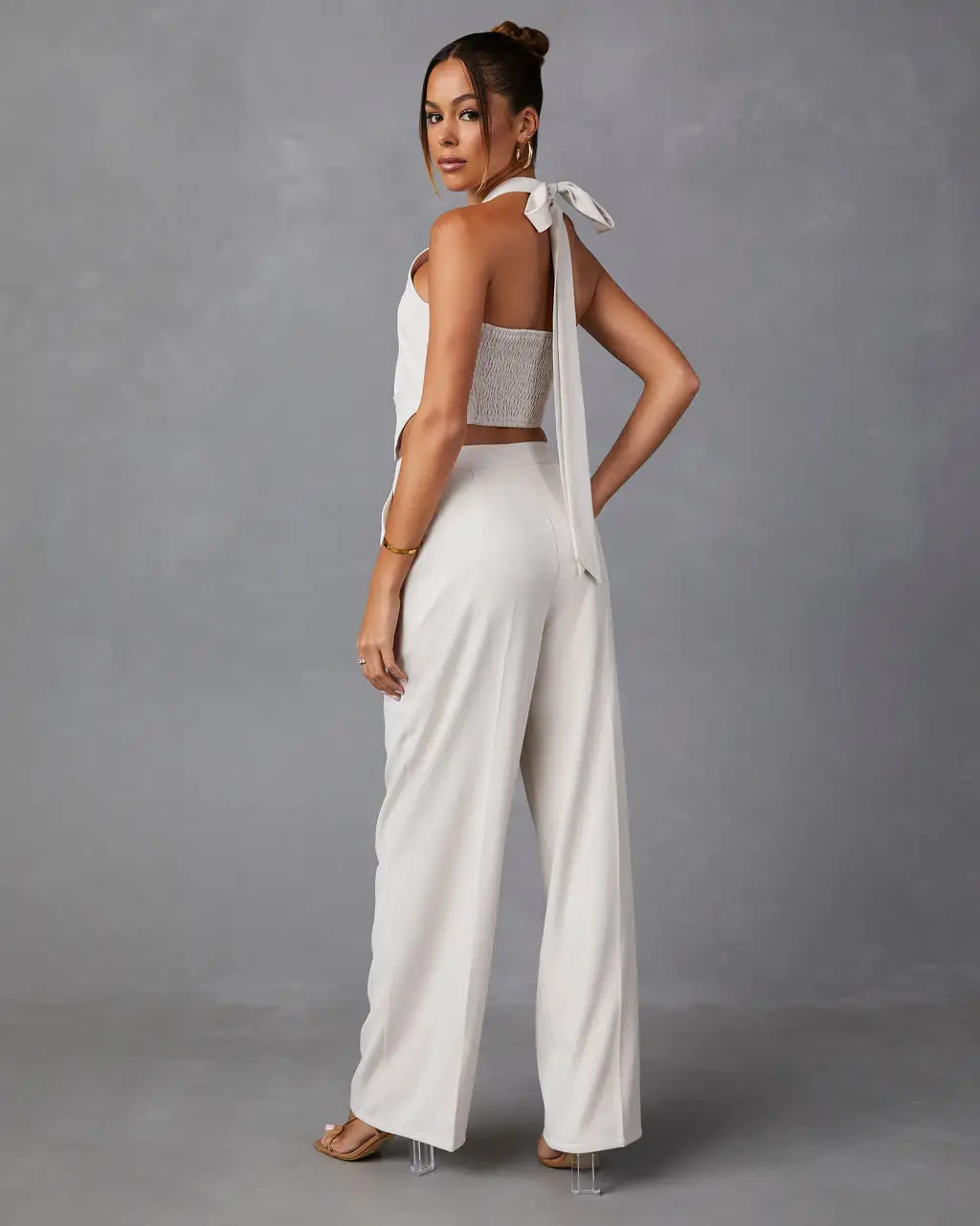 SKYL-002 Xanthe Pocketed Wide Leg Pant – Cream 6 SKYL-002 Xanthe Pocketed Wide Leg Pant – Cream - Image 6