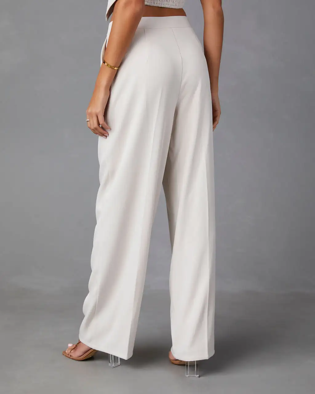 SKYL-002 Xanthe Pocketed Wide Leg Pant – Cream 2 SKYL-002 Xanthe Pocketed Wide Leg Pant – Cream - Image 2