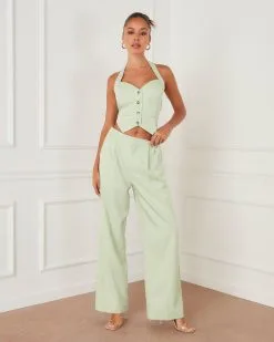 SKYL-002 Xanthe Pocketed Wide Leg Pant - Mint  -clothes Sales 12758SKV MINT 9419 118f0f5b ff56 4400 b7e6 2e20499c8810