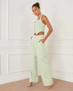 SKYL-002 Xanthe Pocketed Wide Leg Pant - Mint 