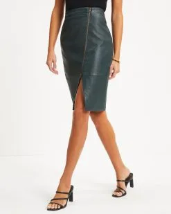 FLAW-001 Roxanne Asymmetrical Faux Leather Mini Skirt - Forest Green - FINAL SALE -clothes Sales 13 RoxanneAsymmetricalFauxLeatherMiniSkirt ForestGreen 1122