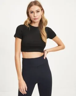 MONO-001 Jaycee Ribbed Crop Tee - Black - FINAL SALE