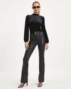 FLAT-001 On Another Level Velvet Tie Back Top - Black - FINAL SALE -clothes Sales 16 OnAnotherLevelVelvetTieBackTop Black 2454