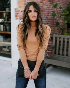 Adamant Puff Sleeve Turtleneck Sweater - Camel - FINAL SALE -clothes Sales 186A0778 445b56eb 553d 4016 a33a 278780c281cb