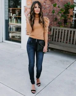 Adamant Puff Sleeve Turtleneck Sweater - Camel - FINAL SALE -clothes Sales 186A0782