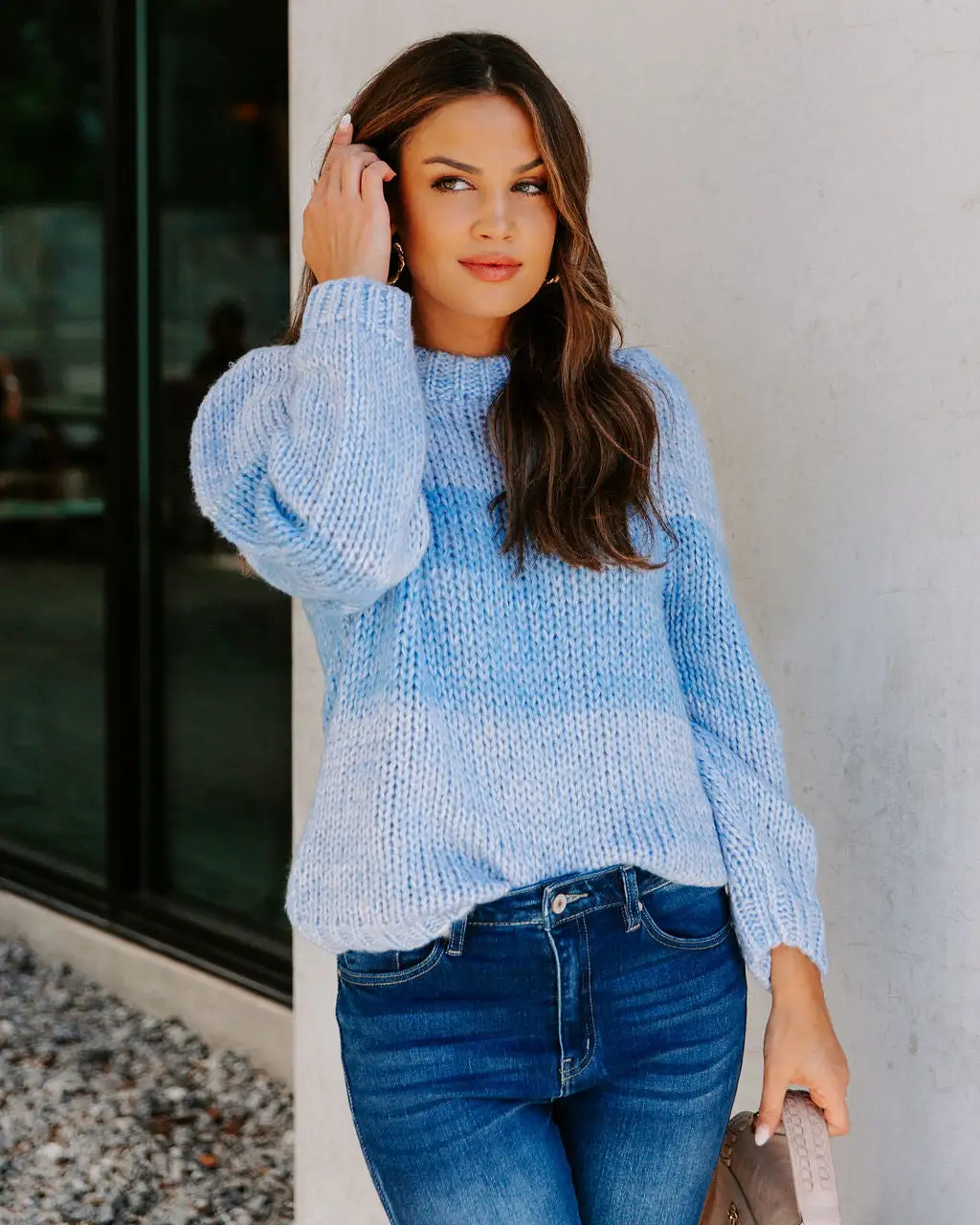 Alana Two-Tone Knit Sweater - Blue - FINAL SALE 7 Alana Two-Tone Knit Sweater - Blue - FINAL SALE - Image 7