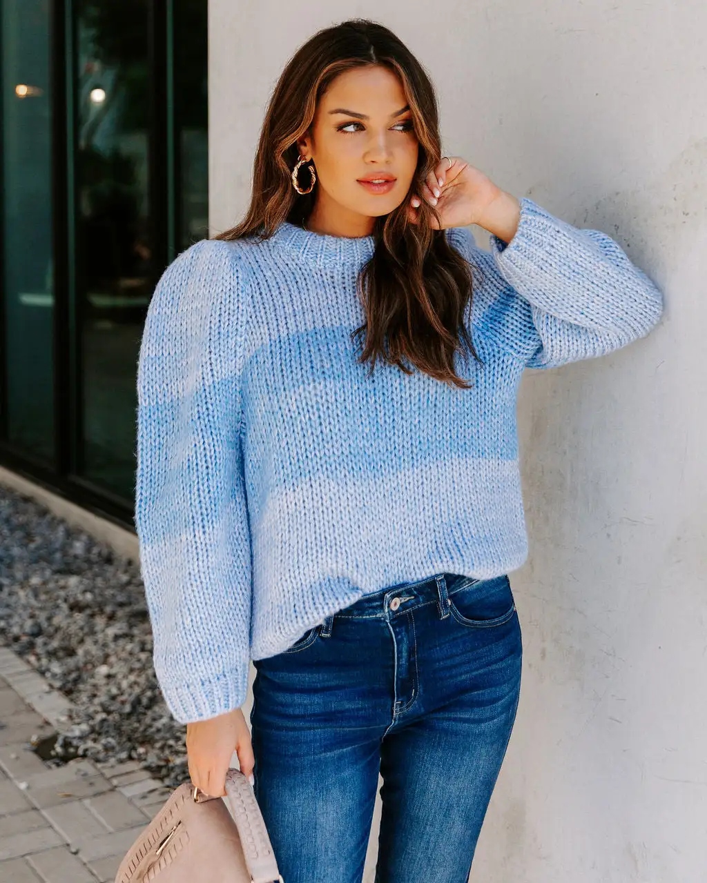 Alana Two-Tone Knit Sweater - Blue - FINAL SALE 5 Alana Two-Tone Knit Sweater - Blue - FINAL SALE - Image 5