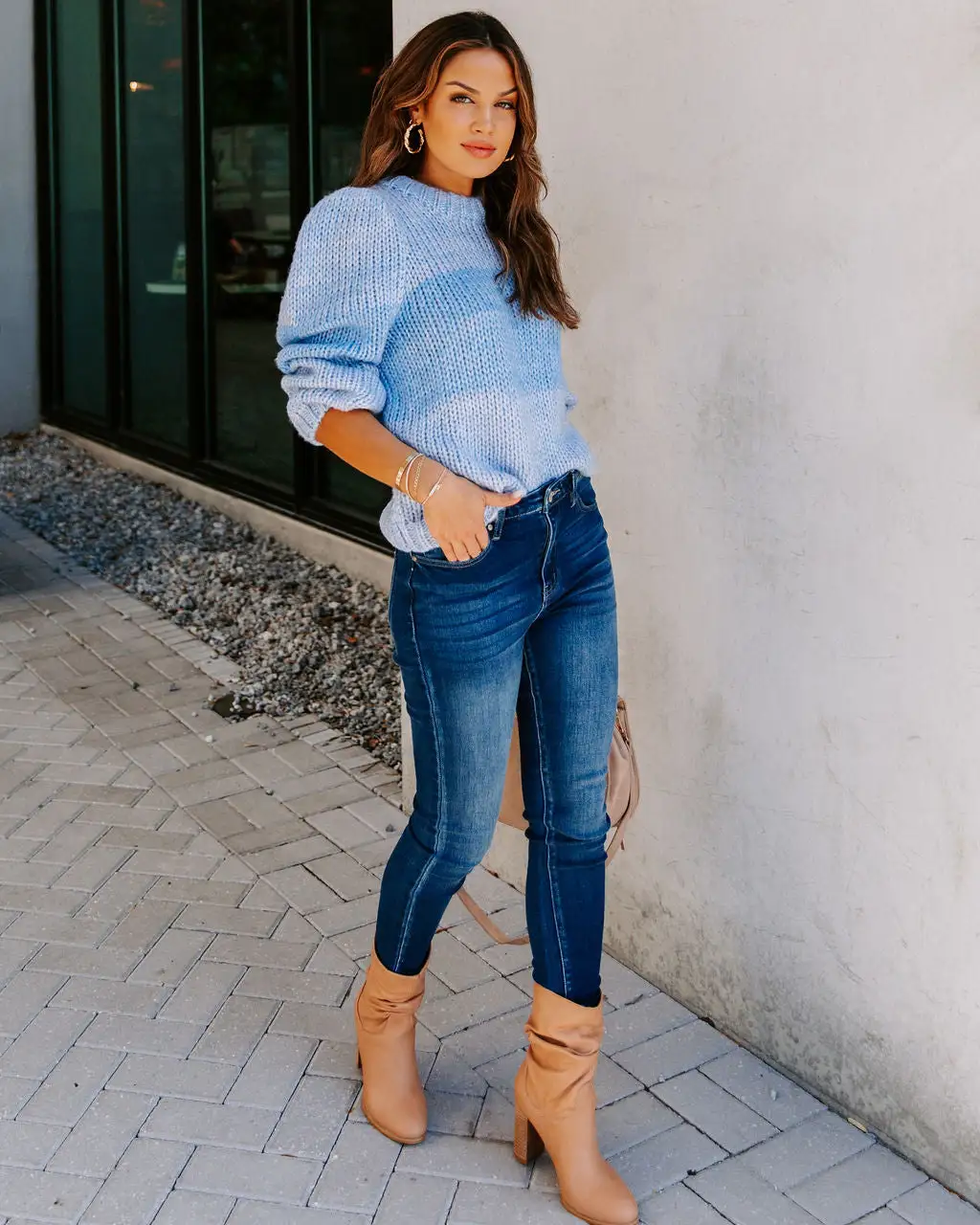 Alana Two-Tone Knit Sweater - Blue - FINAL SALE 6 Alana Two-Tone Knit Sweater - Blue - FINAL SALE - Image 6