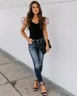 TCEC-001 Minnie Ruched Puff Sleeve Bodysuit - FINAL SALE -clothes Sales 186A4405