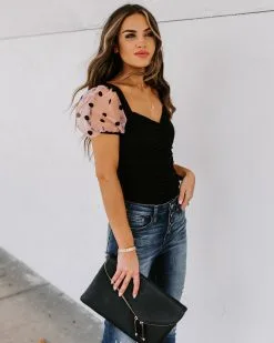 TCEC-001 Minnie Ruched Puff Sleeve Bodysuit - FINAL SALE -clothes Sales 186A4417