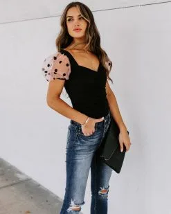 TCEC-001 Minnie Ruched Puff Sleeve Bodysuit - FINAL SALE -clothes Sales 186A4423 34cd4842 cac3 4c69 a944 bbee60ec4e47