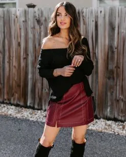 DEE-001 Genius Is Patience Faux Leather Mini Skirt - Wine - FINAL SALE -clothes Sales 186A6689
