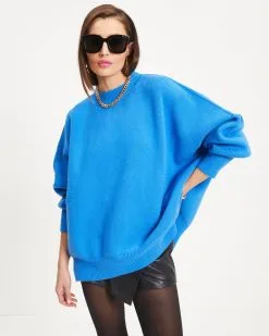 Elouise Knit Oversized Pullover Sweater - Blue -clothes Sales 19 ElouiseKnitOversizedPulloverSweater Blue 3610